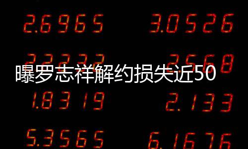言合约已解约近5近尾志祥曝罗个代0万损失声